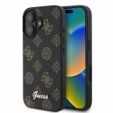 Guess GUHMP16SPGPYSK iPhone 16 czarny/black HC MagSafe PU Peony Script