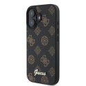 Guess GUHMP16SPGPYSK iPhone 16 czarny/black HC MagSafe PU Peony Script