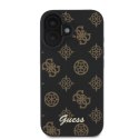 Guess GUHMP16SPGPYSK iPhone 16 czarny/black HC MagSafe PU Peony Script