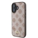 Guess GUHMP16SPGPYSW iPhone 16 brązowy/brown HC MagSafe PU Peony Script