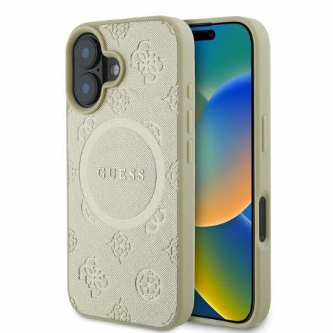 Guess GUHMP16SPSAPSMED iPhone 16 6,1" złoty/gold HC MagSafe Safiano Peony Classic Logo