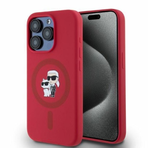 Karl Lagerfeld KLHMP15LSCMKCRHR iPhone 15 Pro 6.1" czerwony/red HC MagSafe Silicone KC Heads Ring