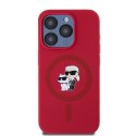 Karl Lagerfeld KLHMP15LSCMKCRHR iPhone 15 Pro 6.1" czerwony/red HC MagSafe Silicone KC Heads Ring