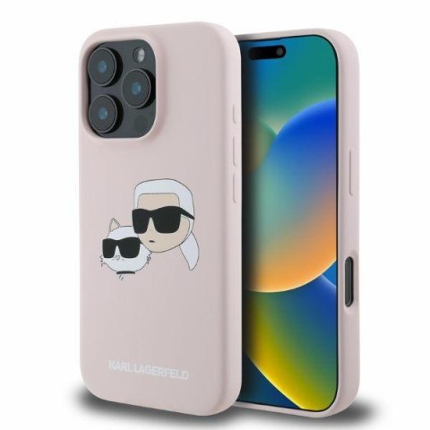 Karl Lagerfeld KLHMP16LSKCHPPLP iPhone 16 Pro różowy/pink HC MagSafe Sil Double Heads Print