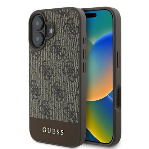 Guess GUHCP16MG4GLBR iPhone 16 Plus brązowy/brown HC PC/TPU 4G PU Bottom Stripe