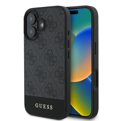 Guess GUHCP16MG4GLGR iPhone 16 Plus szary/grey HC PC/TPU 4G PU Bottom Stripe