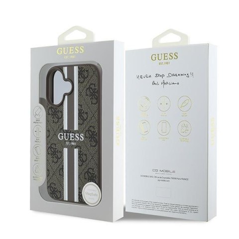 Guess GUHMP16MP4RPSW iPhone 16 Plus brązowy/brown MagSafe 4G Printed Stripes