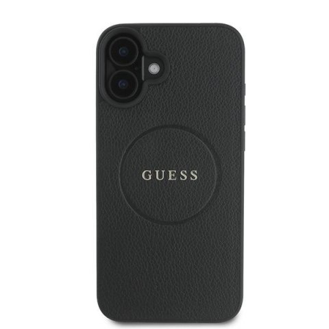 Guess GUHMP16MPGHSMMK iPhone 16 Plus czrny/black MagSafe PU Grained Gold Ring