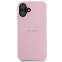 Guess GUHMP16MPGHSMMP iPhone 16 Plus różowy/pink MagSafe PU Grained Gold Ring