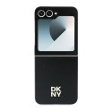 DKNY nakładka do Samsung Galaxy Z Flip6 DK000221 czarna Plain Leather Metal Stack Logo