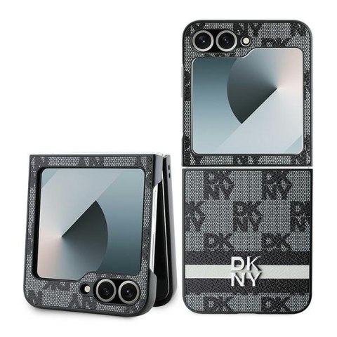 DKNY nakładka do Samsung Galaxy Z Flip6 DK000222 czarna Chequered Pattern Printed Stripes