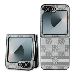 DKNY nakładka do Samsung Galaxy Z Flip6 DK000223 beżowa Chequered Pattern Printed Stripes