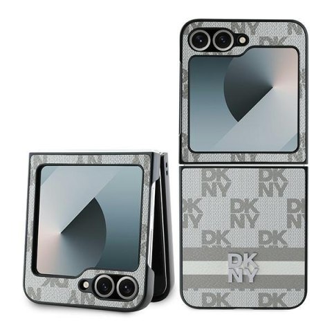 DKNY nakładka do Samsung Galaxy Z Flip6 DK000223 beżowa Chequered Pattern Printed Stripes