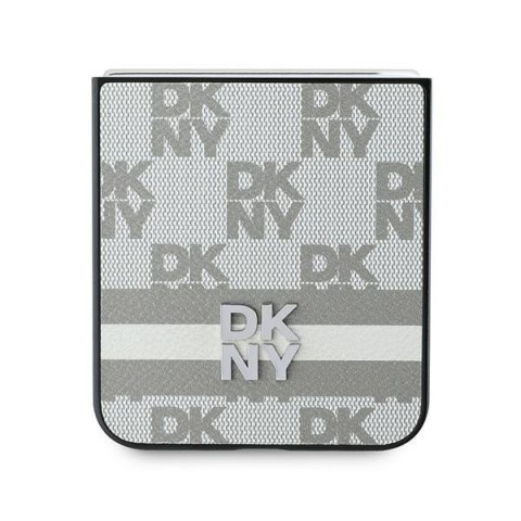 DKNY nakładka do Samsung Galaxy Z Flip6 DK000223 beżowa Chequered Pattern Printed Stripes