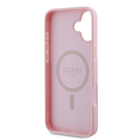 Guess GUHMP16MPGHSMMP iPhone 16 Plus różowy/pink MagSafe PU Grained Gold Ring