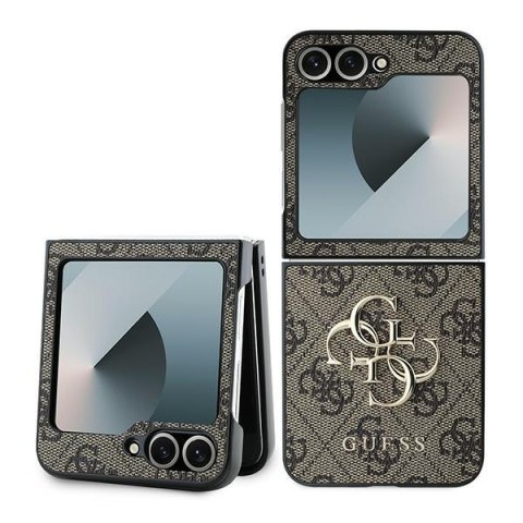 Guess nakładka do Samsung Galaxy Z Flip6 GUE003739 brązowa 4G Metal Logo