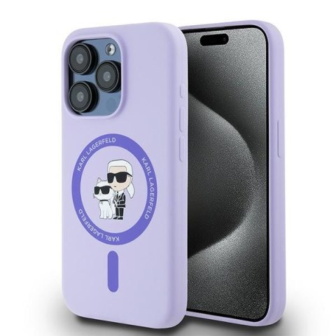 Karl Lagerfeld KLHMP15LSCMKCRHU iPhone 15 Pro 6.1" fioletowy/purple HC MagSafe Silicone KC Heads Ring