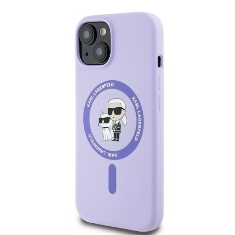Karl Lagerfeld KLHMP15SSCMKCRHU iPhone 15 6.1" fioletowy/purple hardcase Silicone Karl&Choupette Heads Ring MagSafe