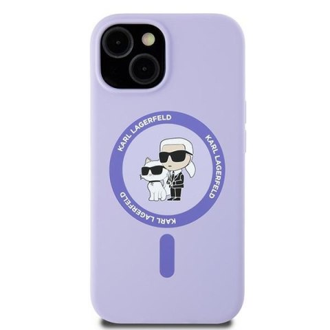 Karl Lagerfeld KLHMP15SSCMKCRHU iPhone 15 6.1" fioletowy/purple hardcase Silicone Karl&Choupette Heads Ring MagSafe