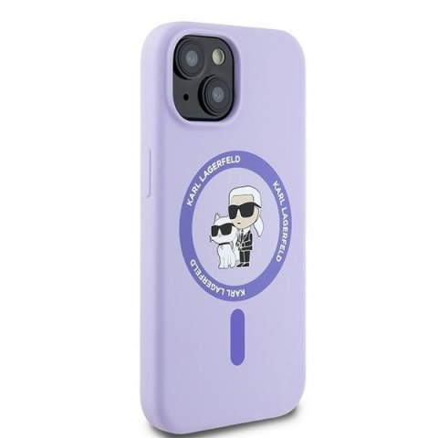 Karl Lagerfeld KLHMP15SSCMKCRHU iPhone 15 6.1" fioletowy/purple hardcase Silicone Karl&Choupette Heads Ring MagSafe