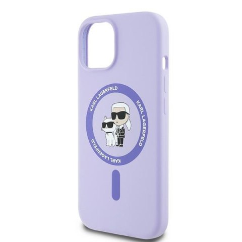 Karl Lagerfeld KLHMP15SSCMKCRHU iPhone 15 6.1" fioletowy/purple hardcase Silicone Karl&Choupette Heads Ring MagSafe