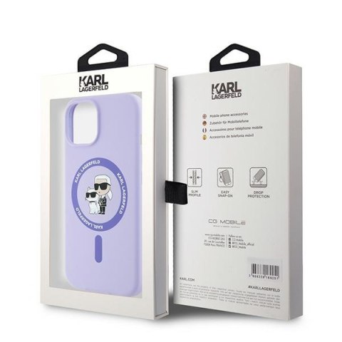 Karl Lagerfeld KLHMP15SSCMKCRHU iPhone 15 6.1" fioletowy/purple hardcase Silicone Karl&Choupette Heads Ring MagSafe