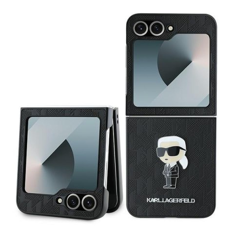 Karl Lagerfeld nakładka do Samsung Galaxy Z Flip6 KF002201 czarna Saffiano Monogram Ikonik Pin