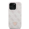 Guess GUHCP16XP4TDPP iPhone 16 Pro Max 6.1" różowy/pink hardcase Leather 4G Triangle Strass MagSafe