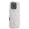 Guess GUHCP16XP4TDPP iPhone 16 Pro Max 6.1" różowy/pink hardcase Leather 4G Triangle Strass MagSafe