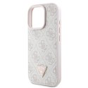 Guess GUHCP16XP4TDPP iPhone 16 Pro Max 6.1" różowy/pink hardcase Leather 4G Triangle Strass MagSafe