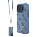 Guess GUHCP16XP4TDSCPB iPhone 16 Pro Max 6.9" niebieski/blue hardcase Leather Metal Logo Strass Crossbody