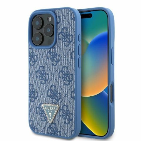 Guess GUHCP16LP4TDPB iPhone 16 Pro 6.3" niebieski/blue hardcase Leather 4G Triangle Strass MagSafe