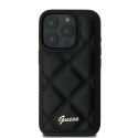 Guess GUHCP16LPSQSQSK iPhone 16 Pro 6.3" czarny/black hardcase Quilted Metal Logo