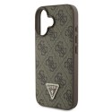 Guess GUHCP16SP4TDPW iPhone 16 6.1" brązowy/brown hardcase Leather 4G Triangle Strass MagSafe