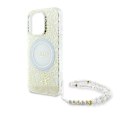 Guess GUHMP16XHCPOFPH iPhone 16Pro Max 6.9" biały/white hardcase IML Flowers Allover Electro With Pearl Strap MagSafe