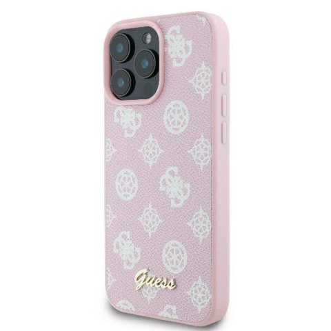 Guess GUHMP16LPGPYSP iPhone 16 Pro 6.3" różowy/pink hardcase Peony Script Logo MagSafe