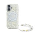 Guess GUHMP16SHCPOFPH iPhone 16 6.1" biały/white hardcase IML Flowers Allover Electro With Pearl Strap MagSafe