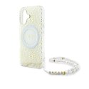 Guess GUHMP16SHCPOFPH iPhone 16 6.1" biały/white hardcase IML Flowers Allover Electro With Pearl Strap MagSafe