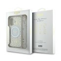 Guess GUHMP16SHCPOFPH iPhone 16 6.1" biały/white hardcase IML Flowers Allover Electro With Pearl Strap MagSafe