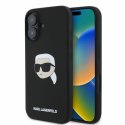 Karl Lagerfeld nakładka do iPhone 16 6,1" KLHMP16SSKHPPLK czarna hardcase Silicone KL Head Print MagSafe