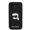 Karl Lagerfeld nakładka do iPhone 16 6,1" KLHMP16SSKHPPLK czarna hardcase Silicone KL Head Print MagSafe