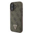 Guess nakładka Leather 4G Triangle Strass do iPhone 16 6,1" GUHCP16SP4TDPW brązowa MagSafe