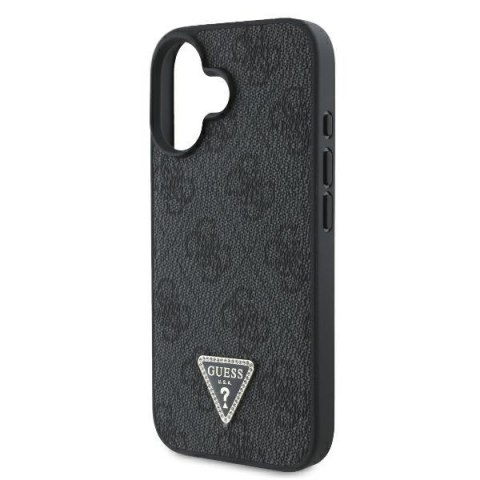 Guess nakładka Leather 4G Triangle Strass do iPhone 16 Plus 6,7" GUHCP16MP4TDPK czarna MagSafe