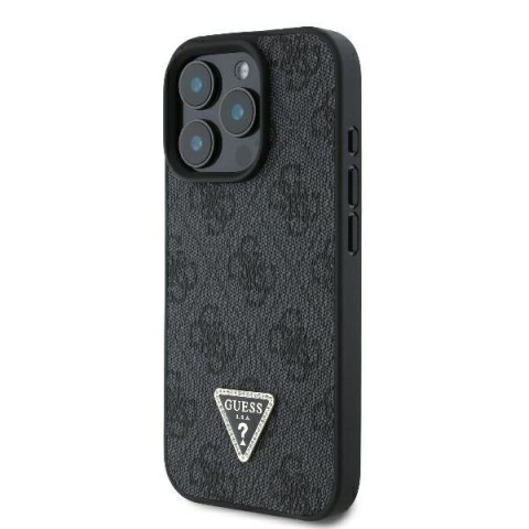 Guess nakładka Leather 4G Triangle Strass do iPhone 16 Pro 6,3" GUHCP16LP4TDPK czarna MagSafe