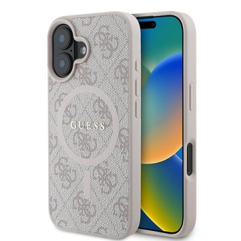 Guess nakładka do iPhone 16 Plus 6,7" GUHMP16MG4GFRP różowa hardcase 4G Ring Classic Logo MagSafe