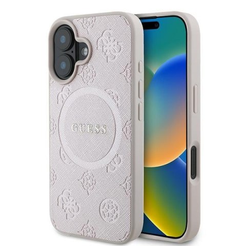 Guess nakładka do iPhone 16 Plus 6,7" GUHMP16MPSAPSMEP różowa hardcase Saffiano Peony Classic Logo MagSafe