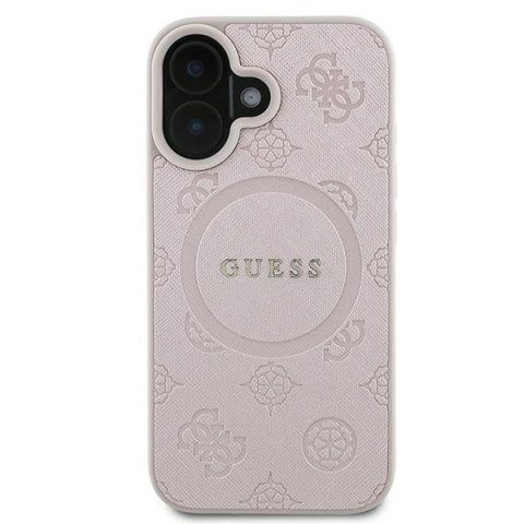 Guess nakładka do iPhone 16 Plus 6,7" GUHMP16MPSAPSMEP różowa hardcase Saffiano Peony Classic Logo MagSafe