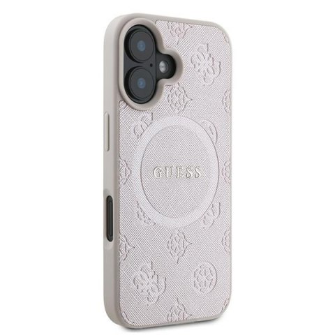 Guess nakładka do iPhone 16 Plus 6,7" GUHMP16MPSAPSMEP różowa hardcase Saffiano Peony Classic Logo MagSafe