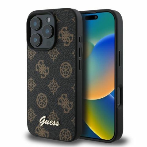 Guess nakładka do iPhone 16 Pro 6,3" GUHMP16LPGPYSK czarna hardcase Peony Script MagSafe