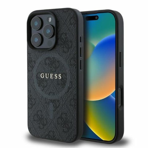 Guess nakładka do iPhone 16 Pro Max 6,9" GUHMP16XG4GFRK czarna hardcase 4G Ring Classic Logo MagSafe